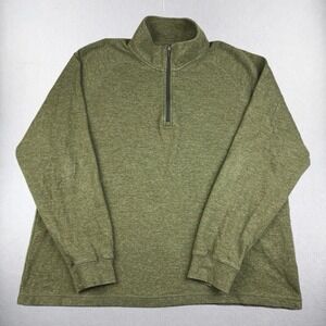 LL Bean Sweater Mens XL Green Fleece 1/4 Zip Pullover Slightly Fitted Sweatshirt